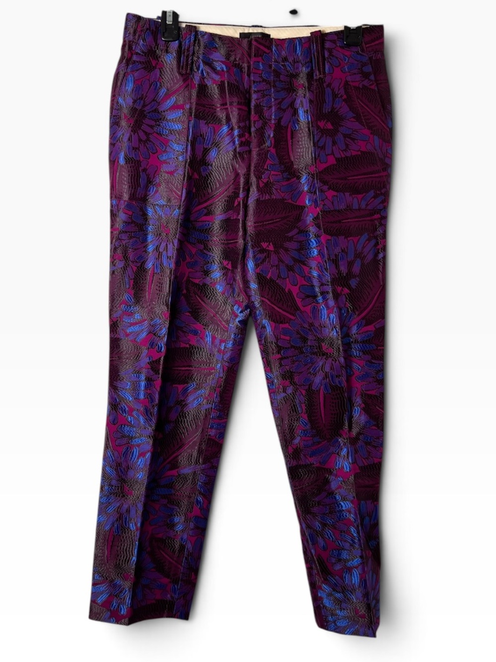 J.Crew Garden Pants Midnight Floral Jacquard Cropped Ankle Pants Size 4 - Picture 2 of 7